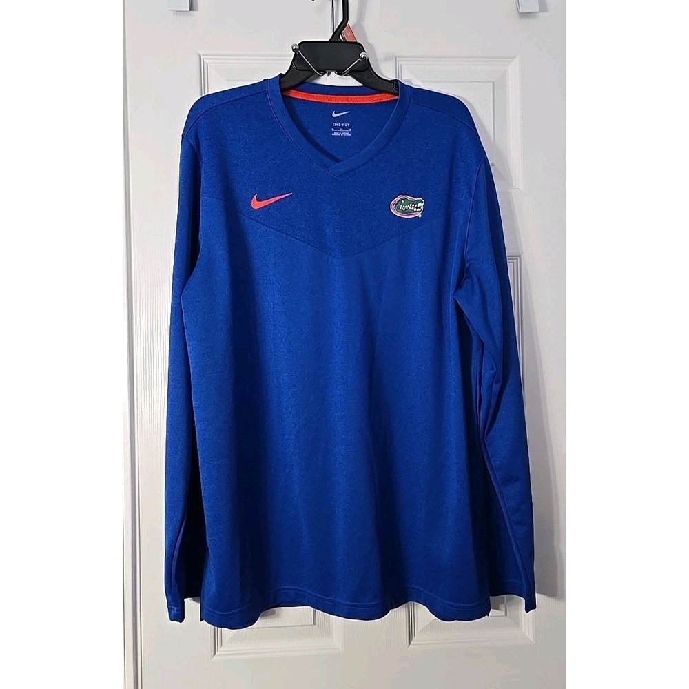 Nike‎ Dri Fit Florida Gator Mens Pullover Shirt Size XL Blue & Orange